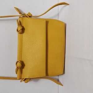 01400 Anthropologie yellow vegan leather Levia Crossbody Bag